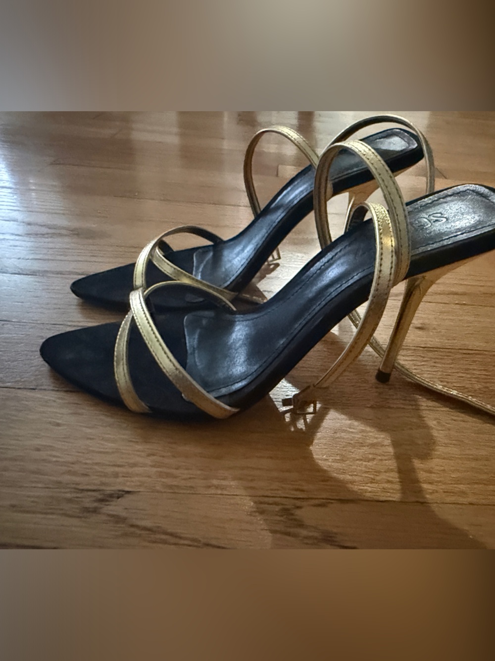 Schutz Strappy Stiletto with Gold